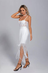 Ellie White Slip Tassel Party Dress